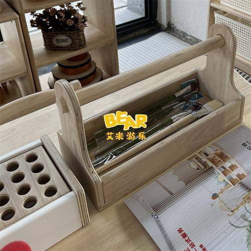 幼OOX儿园儿童桌橡胶木宝宝实木扇桌形绘画桌木工椅美美术工透明