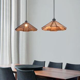日式复古台416餐厅吊灯名宿栈艺术木质房草帽客吧卧室间灯具复古