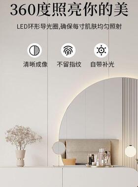 奶油风悬空梳妆台壁挂卧式一体UXB悬挂化妆妆台简约小户室型房间