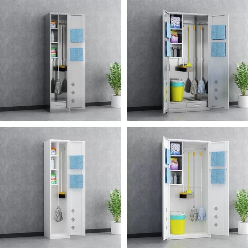 不锈清洁柜工厂教室把工具LY-BXGQJ杂物收纳储钢物柜单双门卫生拖