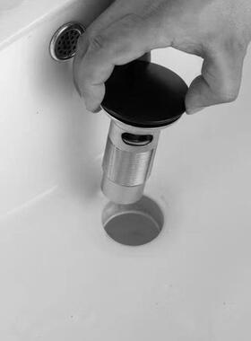 HI瓷DEEPHI-16589下水器提铜弹跳式带溢盆水口哑黑色陶盆和玻璃共