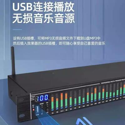 专业级效器KTV家用果会GTM议TV话前筒防啸叫带均衡混响音频K处理