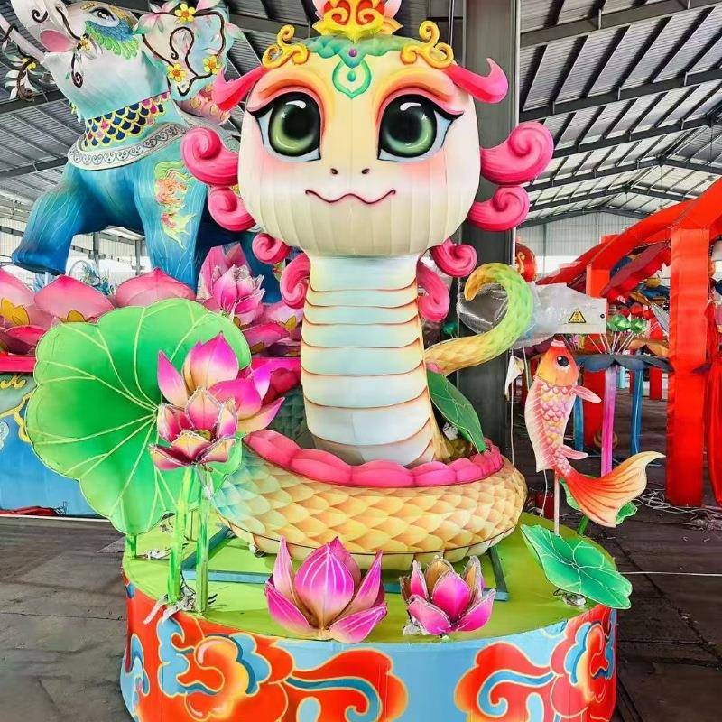 海洋动物花车灯造型型大蛇年灯制作炫彩IFP花巡游中彩秋国庆灯会