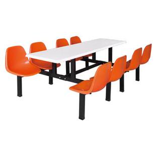 桌八人位店食FKM堂餐桌食堂餐学桌椅连体生员工食堂餐小吃快餐店