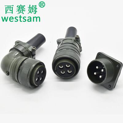 5015航空插头MS3106A22-22S直头弯头螺纹锁紧4芯防水连接器