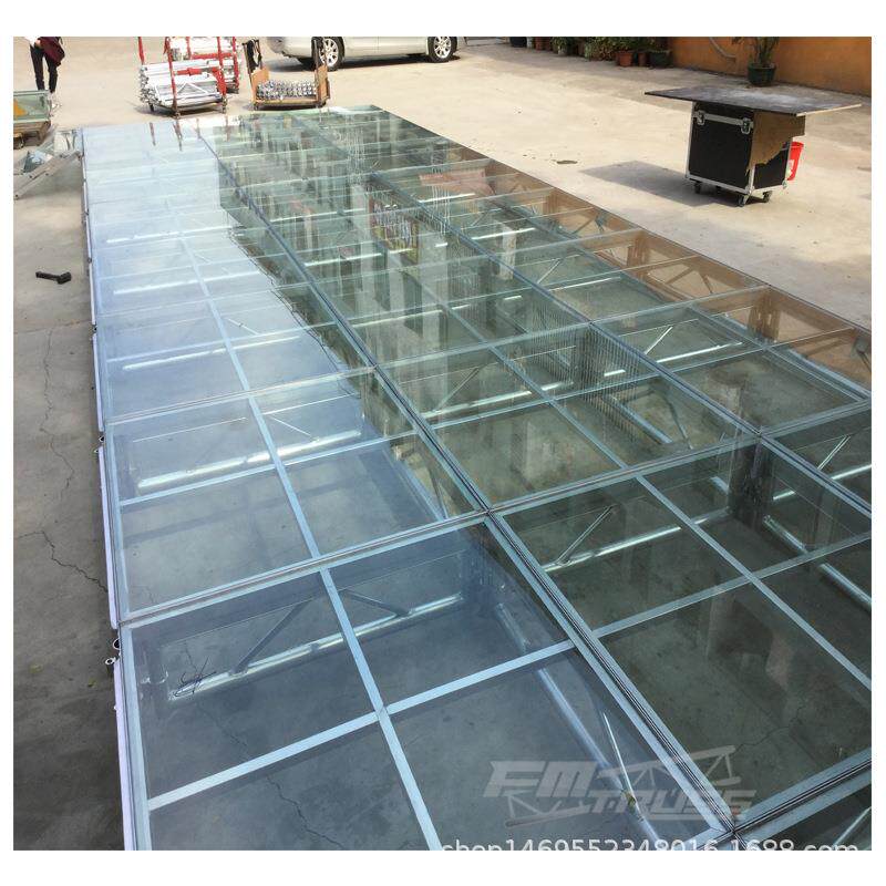 钢化玻璃舞台工厂出口1.22x1.22m玻璃铝合金舞台婚礼走秀舞台