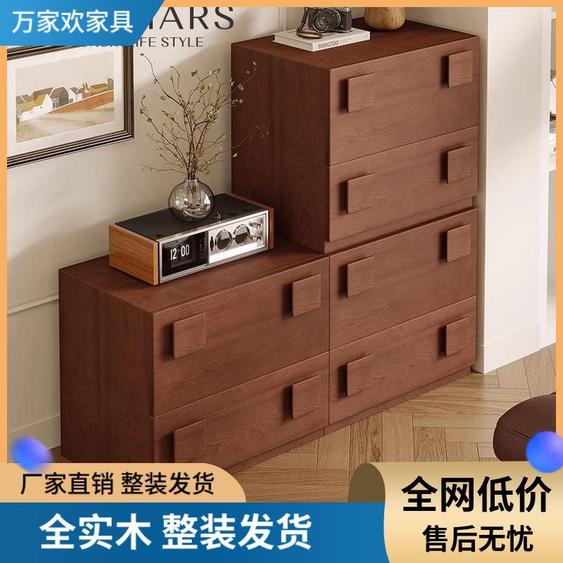 中古实木斗柜客厅靠墙储物柜复古餐边柜落地卡门柜卧室床头电视柜