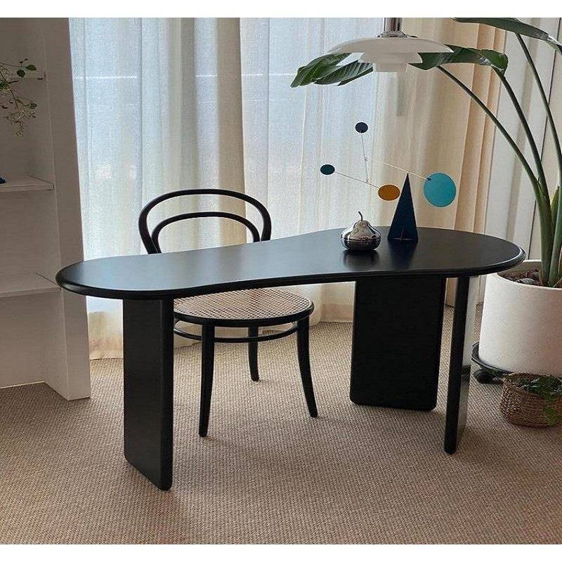 北欧实木台式电脑桌子简约现代家用卧室写字台异形办公桌简易书桌