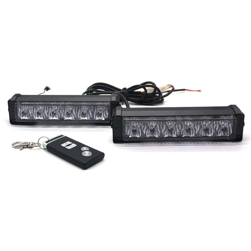 无线遥控红蓝白三色爆闪灯警示一拖二6LED杠灯汽车led中网灯