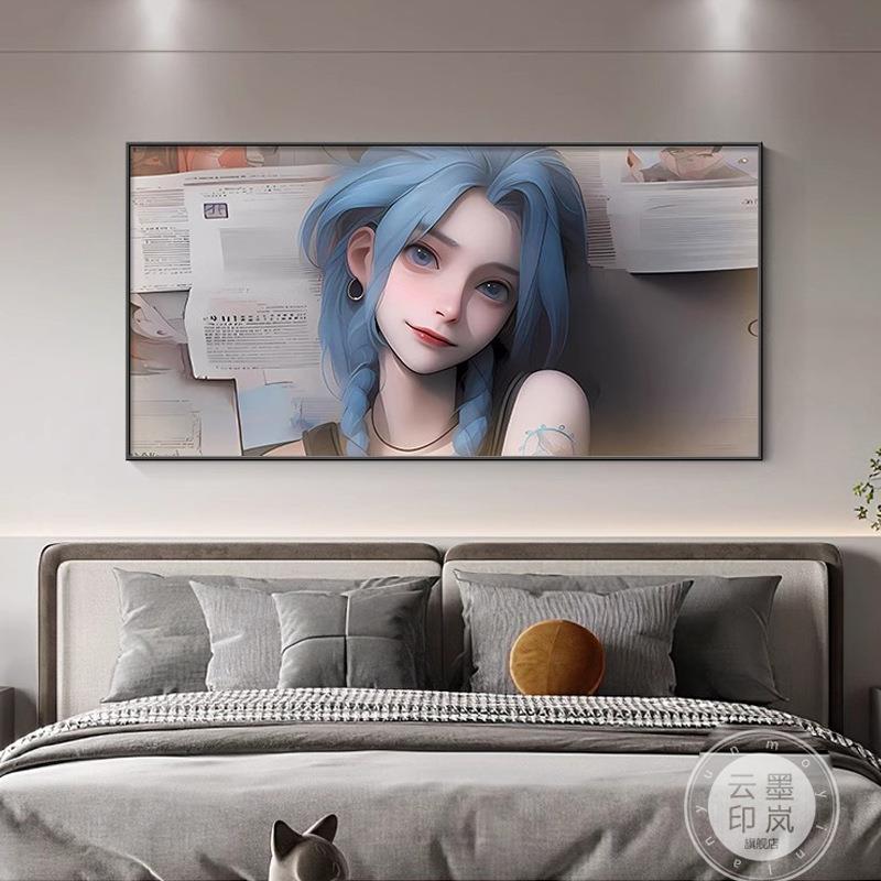 英雄联盟金克丝挂画萝莉可爱美女LOL游戏网咖装饰画电竞房间壁画