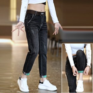男士 小脚休闲潮流印花9分小直筒薄款 2024夏季 修身 新款 九分牛仔裤
