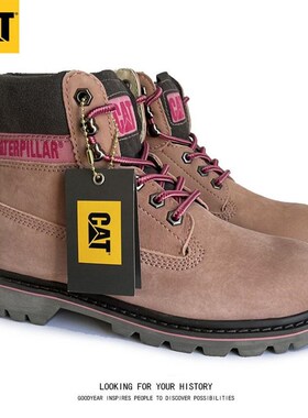 真皮大黄色马丁靴粉色鞋女靴秋冬季E新款厚底内增高超火短靴登山