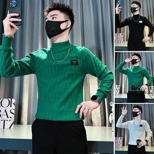 冬季半高领毛衣男款修身加厚内搭2025新款爆款紧身弹力小码打底衫