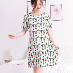 裁缝店定制高档短袖睡裙女薄款家居棉绸儿童睡衣女孩纯棉母女亲子