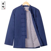 外套中老年爷爷复古盘扣老式 中国风唐装 棉袄男加厚保暖冬装 棉衣服