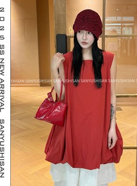 三与十三A25520云朵蓬蓬裙宽松叠穿连衣裙花苞裙韩系高级感背心