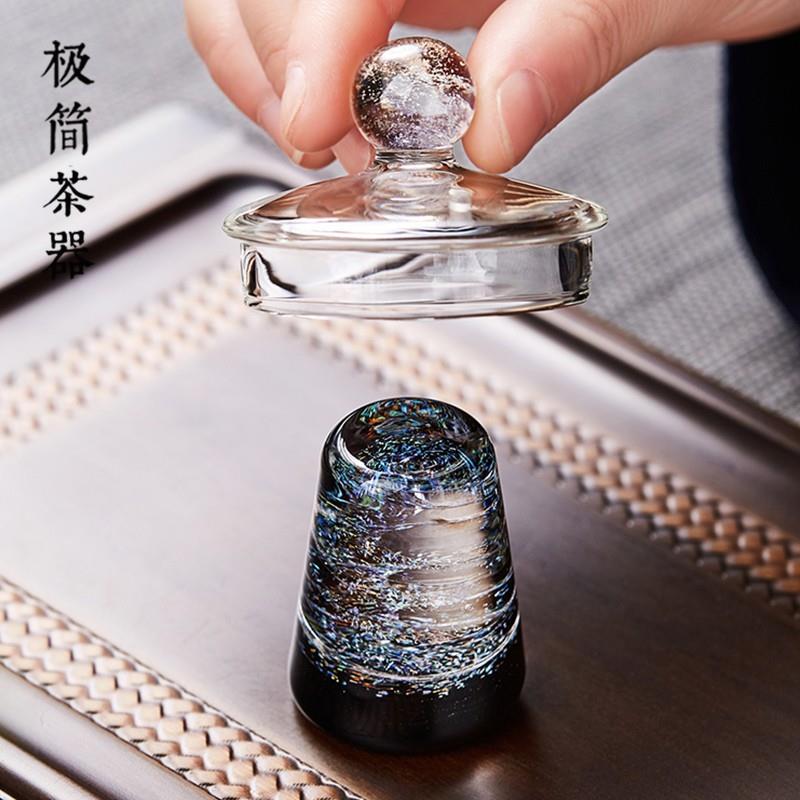 极简手工高档炫彩星空盖置盖托玻璃茶道茶席紫砂壶摆件架茶具配件