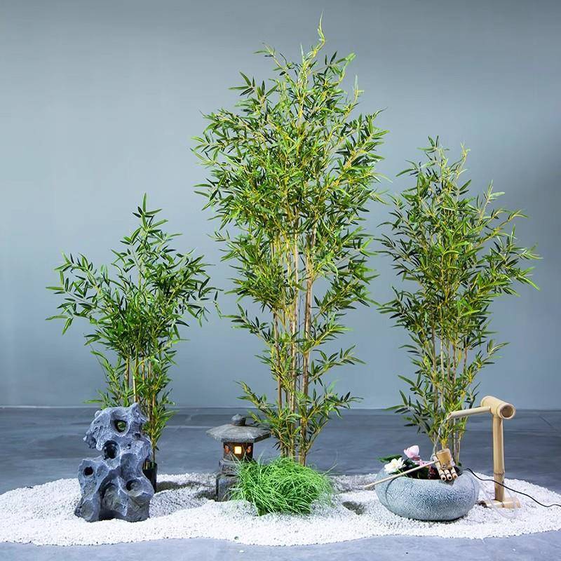 仿真竹子造景屏风隔室HMK内装假竹子高档水毛竹新细中式绿断饰植