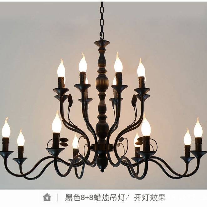 美式乡村客厅灯欧式铁艺吊灯卧室灯酒店民宿蜡烛餐厅灯卧室灯烛台