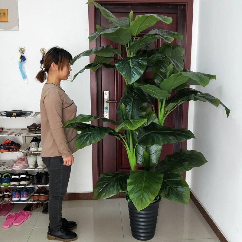 假植绿发财树植物落地盆栽大客厅盆CFX景型假花塑料花树装饰赵之