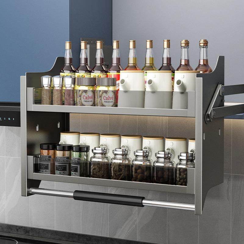 厨房吊柜升降拉篮收纳厨房橱柜下拉式缓冲置物架调味调料篮,厨房/烹饪用具,抹布架/厨房清洁收纳架,淘宝优惠券,粉丝福利购,淘宝优惠卷