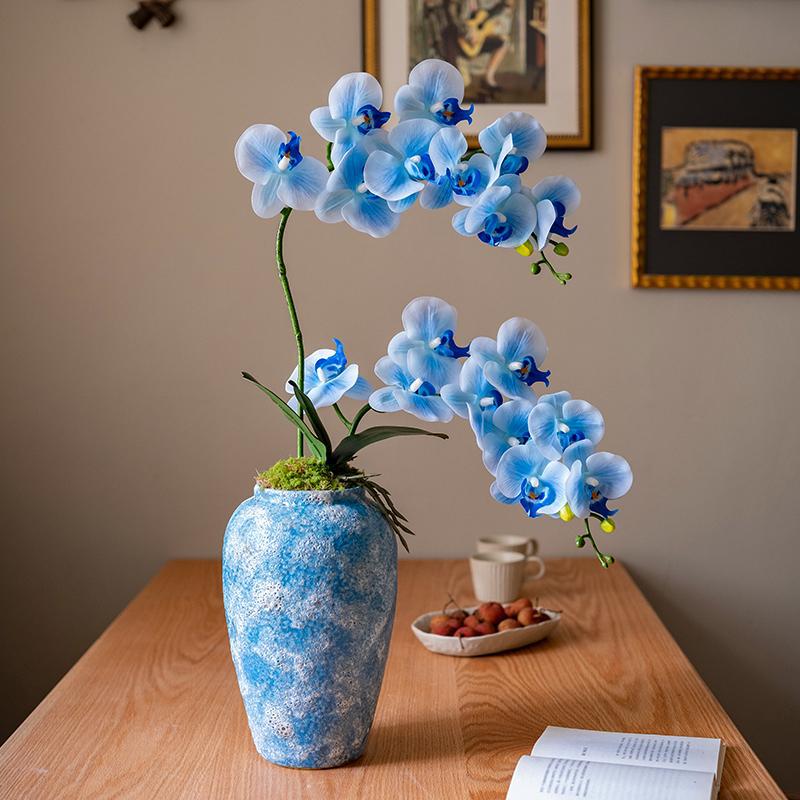 海虹景品蝴蝶兰假花仿真花摆设轻奢高端茶室餐桌玄关壁龛花艺摆件