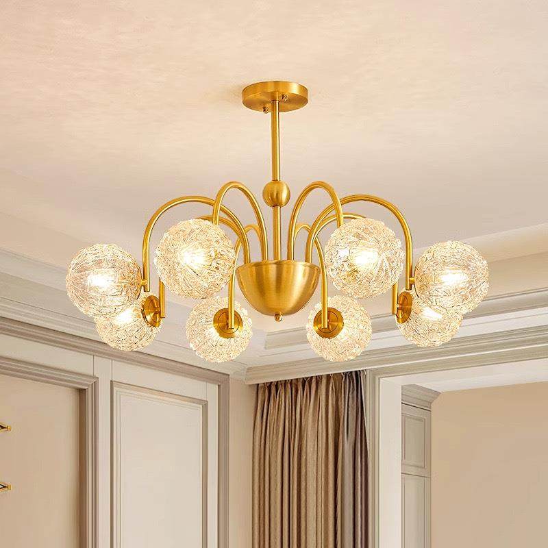 全铜美式高端水晶客厅灯轻奢卧室房间吸顶灯现代简约大气主灯吊灯