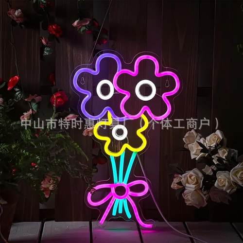 跨境爆款个性LED霓虹neon灯发光图案氛围装饰板背景亚马逊tiktok