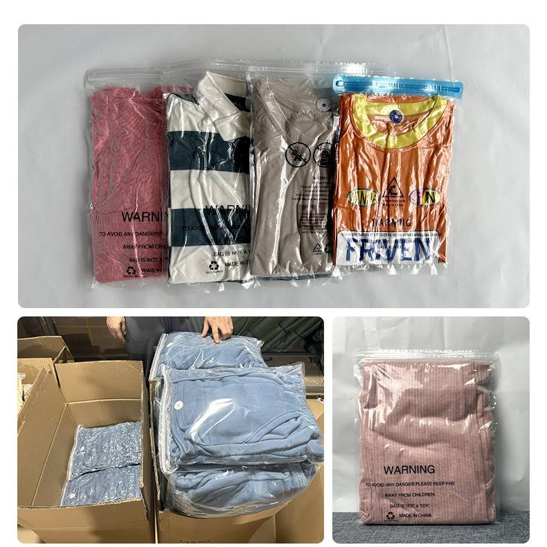 定 制亚马逊警示语抽真空袋透明防水衣物拉链袋定 做服装包装袋