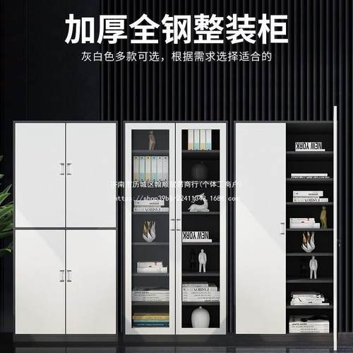钢制文件柜办公室资料档案铁柜加厚套色财务凭证柜收纳带锁矮柜子