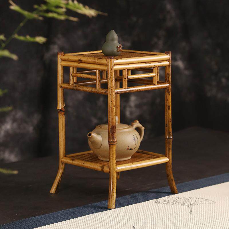 紫竹梅鹿竹兰花架菖蒲微盆景架茶台小博古架竹茶棚茶架茶具置物架