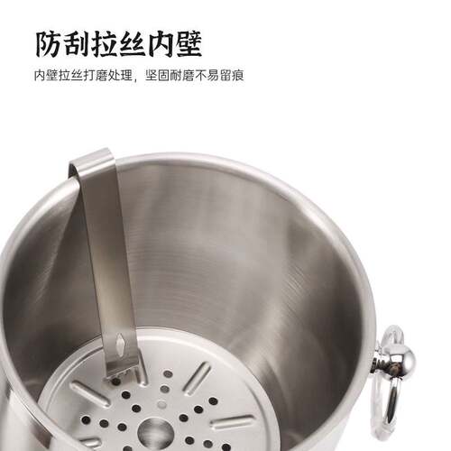 3L爆款不锈钢双层冰桶冰夹 大容量酒吧保温冰桶高保冷圆形啤酒桶