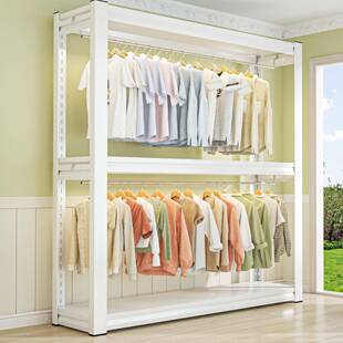 用LF0314开放式挂衣架架室落家地衣帽儿卧童简易置物架角钢货架双