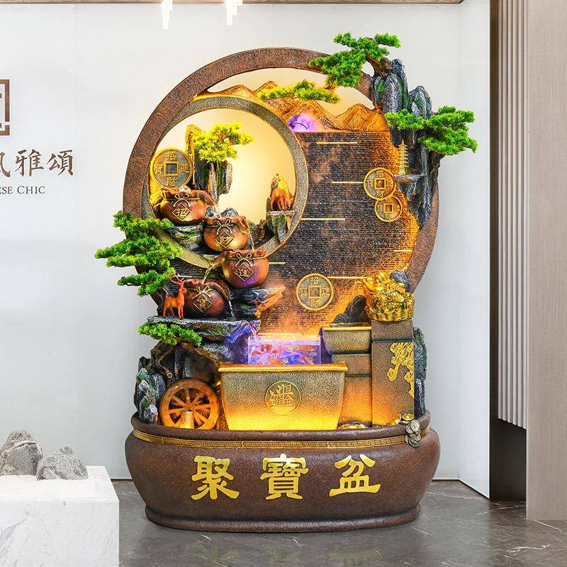 水幕墙流水屏风客厅玄关招财摆件庭院落地循环水假山喷泉景观装饰