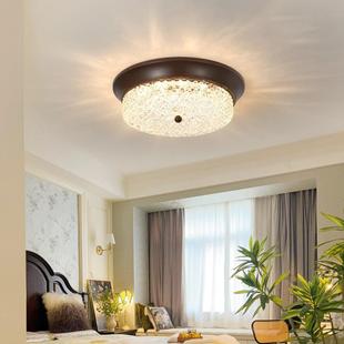 美式 原木风玻璃卧室书房灯中古vintage玄关阳台灯 复古吸顶灯日式