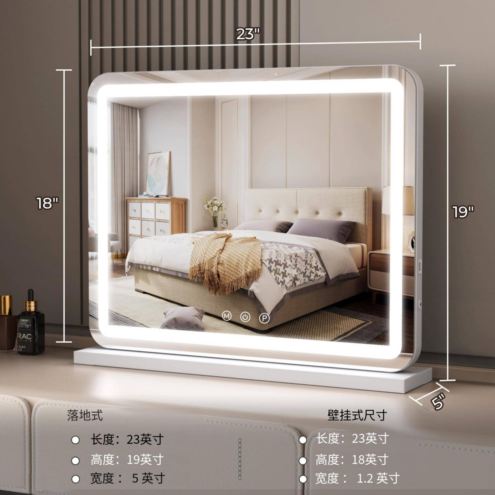 境化妆镜LED台带灯桌面梳妆化KYP镜卧跨室轻奢妆补光LED化妆镜子