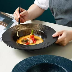 日式陶瓷盘10寸沙斜纹草帽盘家蔬用高颜IFC盘子值复古拉面菜拉盘