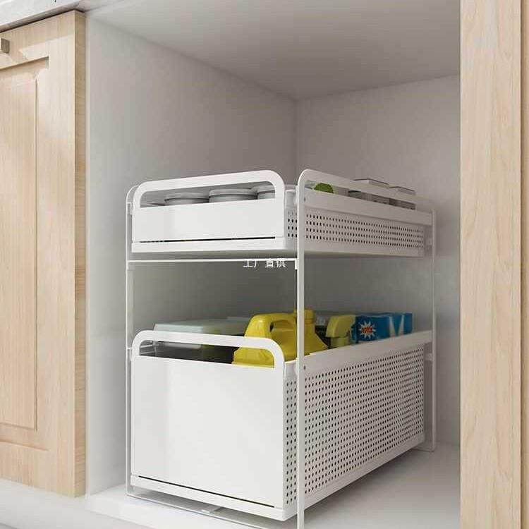 拉篮厨房橱柜双层抽屉式调味抽拉篮衣柜筐改窄柜内碗碟收纳置物架,家装主材,拉篮,淘宝优惠券,粉丝福利购,淘宝优惠卷