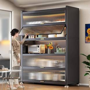 厨房置物架带柜门落地多层多功能橱柜微波炉烤箱电器置物储物碗柜
