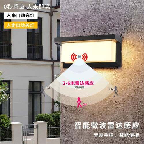 户外ed壁灯防水防潮l跨境供货雷达感应阳台走廊楼梯庭院门口墙壁