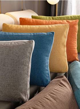 体亚麻长靠枕套沙发靠立背垫方简形靠垫约床头靠F767HTJ5枕大号靠