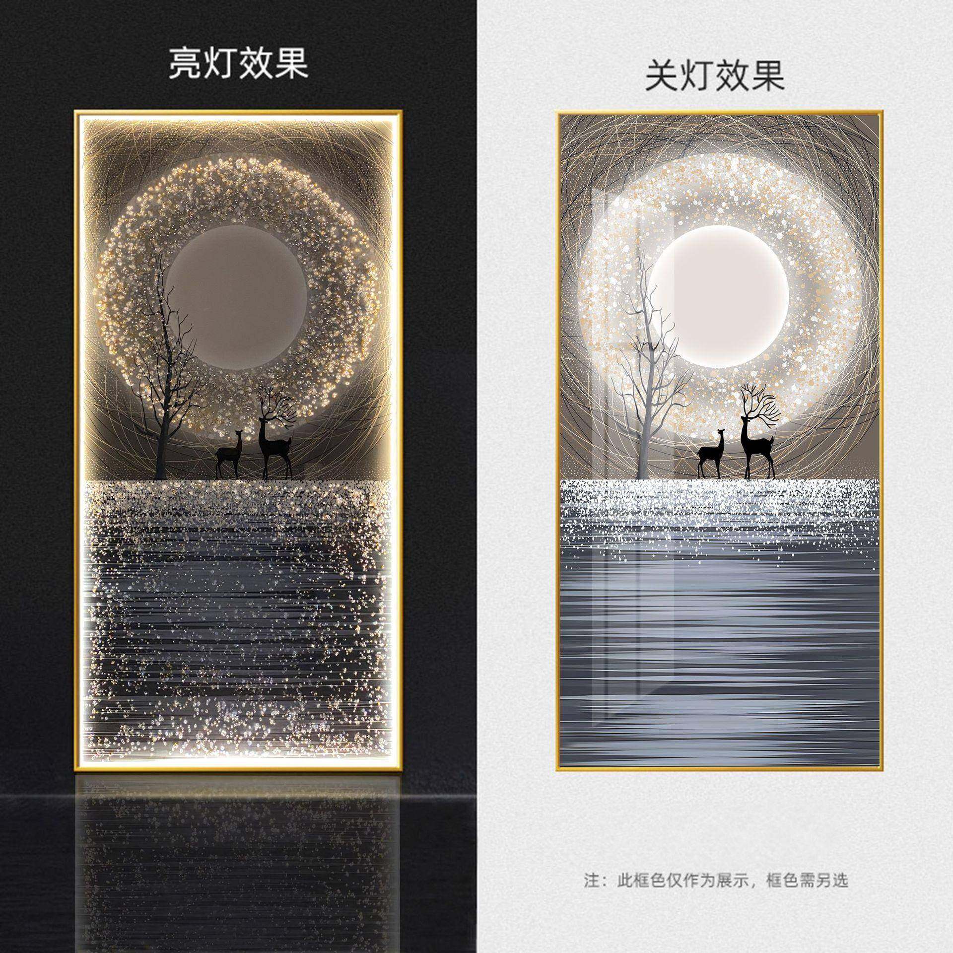 LED灯星空麋鹿玄关装饰画现代简约轻奢客厅走廊过道灯画高端挂画