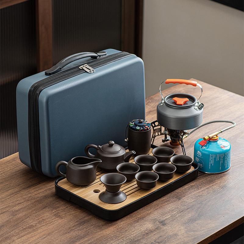 户外煮茶炉便携式旅行茶具套装带烧水功夫车载露营泡茶器茶盘整套