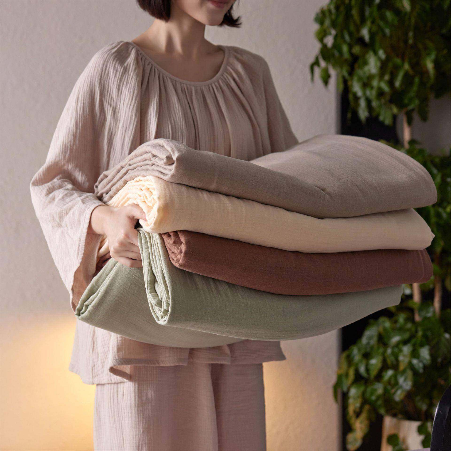 A类双层纱褶皱全棉单品被套1.5/2.0/2.2m拉链纯棉被罩单件单双人1,床上用品,学生床品套件,淘宝优惠券,粉丝福利购,淘宝优惠卷