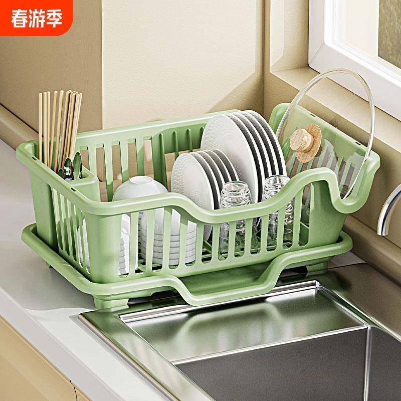 众之亿厨房水槽沥水碗架餐具滤水篮碗盘筷子置物架多功能双层洗碗