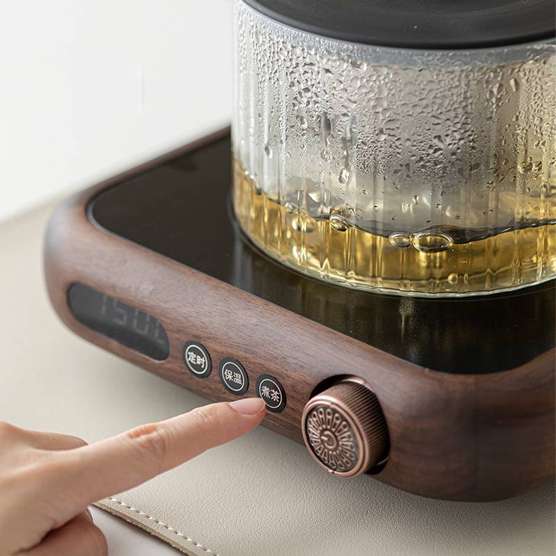 胡桃木电陶炉煮茶壶家用侧把壶大容量过滤玻璃烧水泡茶煮花果茶器