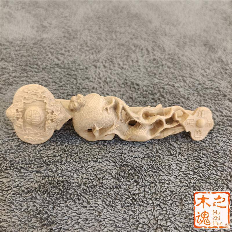小叶黄杨木雕刻手把玩件男士随身文玩人参如意汽车挂件装饰工艺品