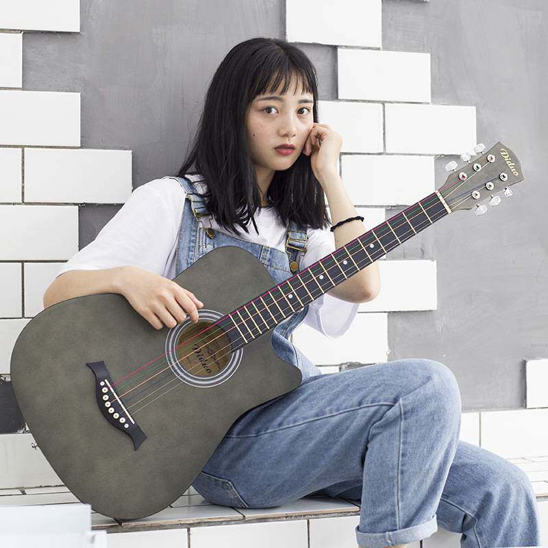 38寸椴木吉他成人学生民谣吉他guitar初学者入门练习琴木吉他厂家