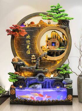 大型水幕墙山流水喷轮泉摆件客厅办公室庭院饰别墅招财风水WLG装