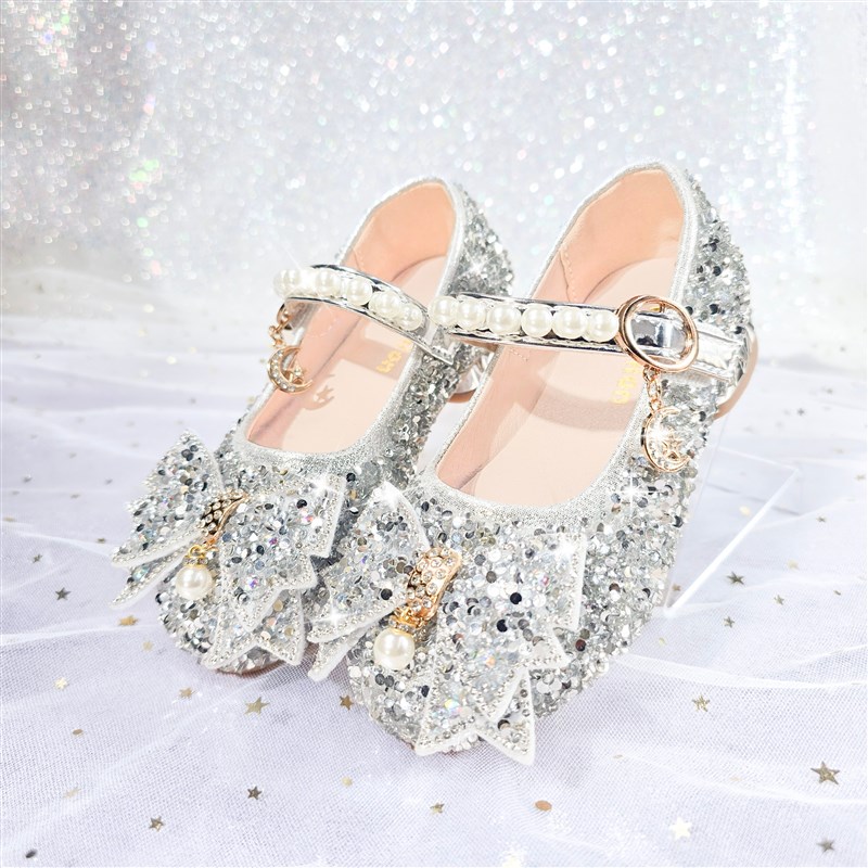 2025新款儿童高跟鞋女童公主鞋皮鞋水晶鞋演出鞋软底女孩单鞋童鞋